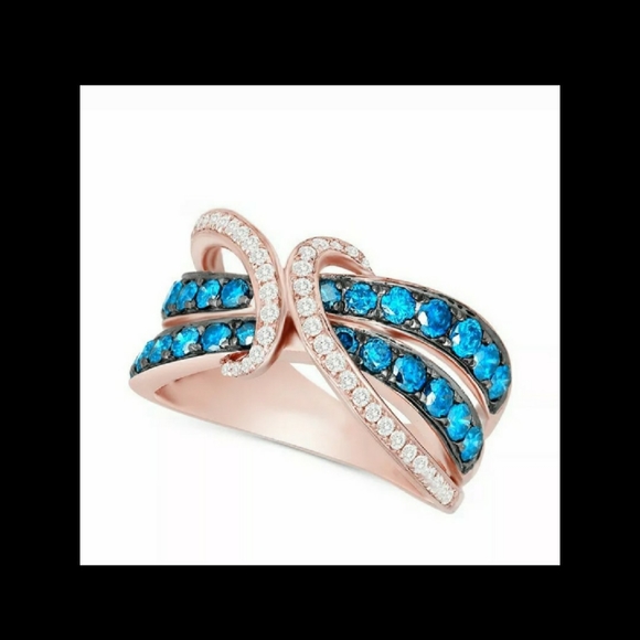 🌸 Closeout! Rose gold Lab created Sapphire ring. Costume Jewelry - Picture 2 of 8